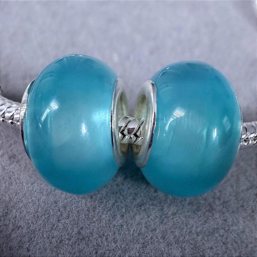 Set of 2 Turquoise Blue Beads fits PANDORA Charm Bracelet